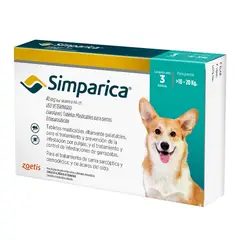 ZOETIS - Simparica Antiparasitario Perros 10 A 20 Kg 3 comprimidos