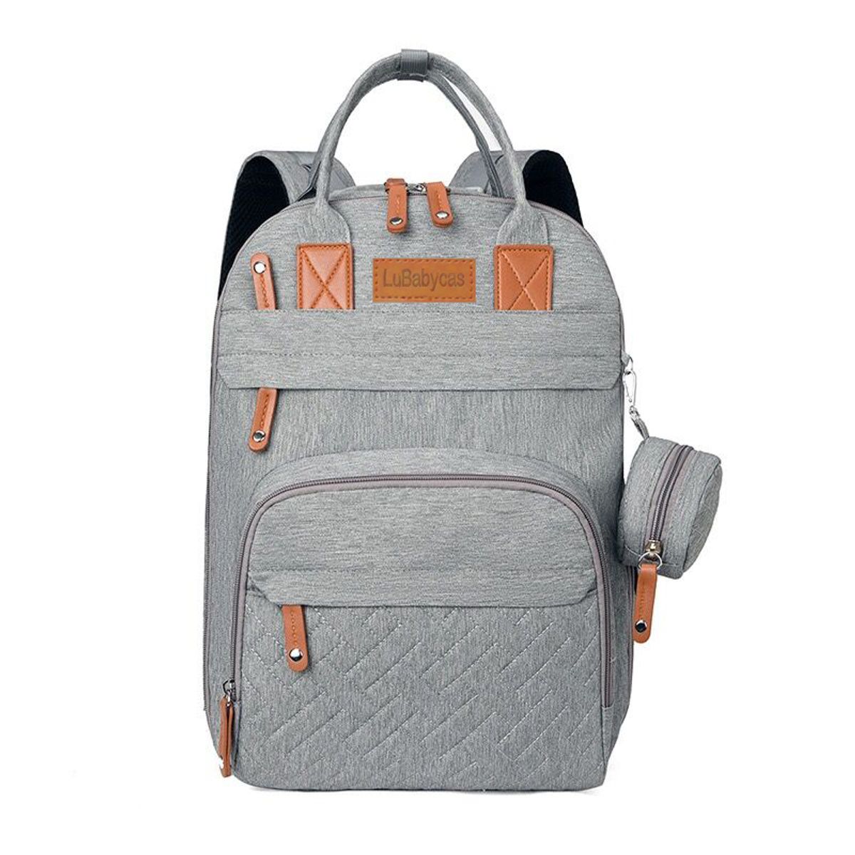 LUBABYCAS - Mochila Maternal Con Monedero Y Colgador Lubabycas Gris