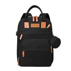 LUBABYCAS - Mochila Maternal Con Monidero Y Colgador Negra