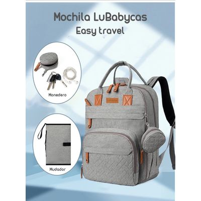 Imagen 2 del producto Mochila Maternal Con Monedero Y Colgador Rosada