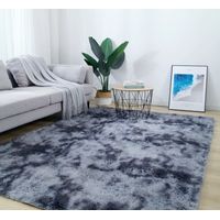 Alfombra Peluda 150cm x 200cm Gris Oscuro Jaspeado