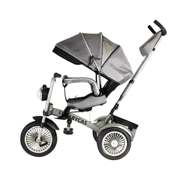 LUBABYCAS - Triciclo Multifuncional 360° Con Luces Lubabycas Gris