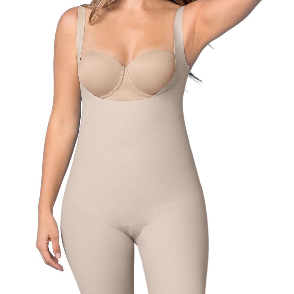 LEONISA - Body busto libre ultraliviano de control fuerte 018483 Café Claro