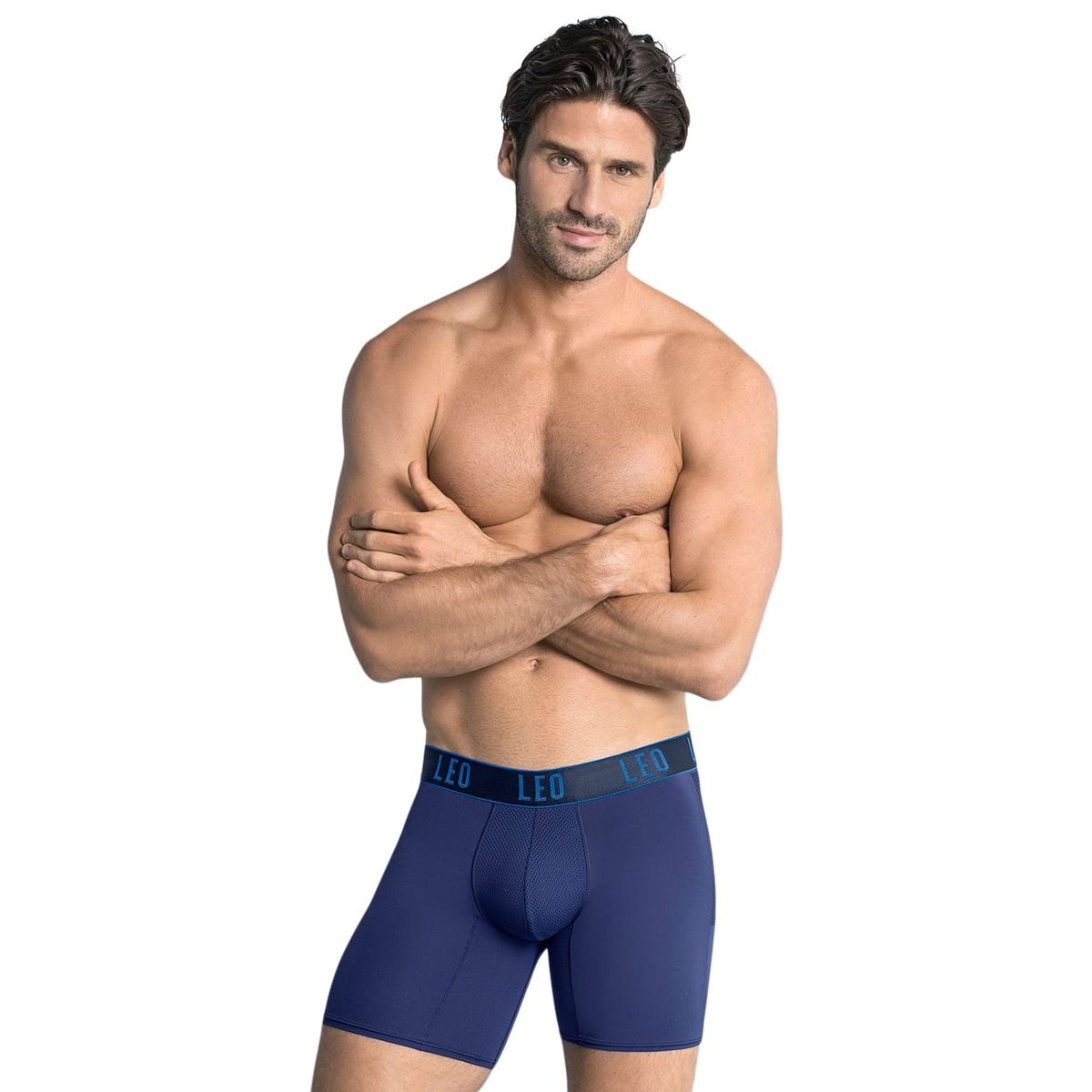 LEO - Ropa Interior Masculina 033309 Boxer Deportivo Azul