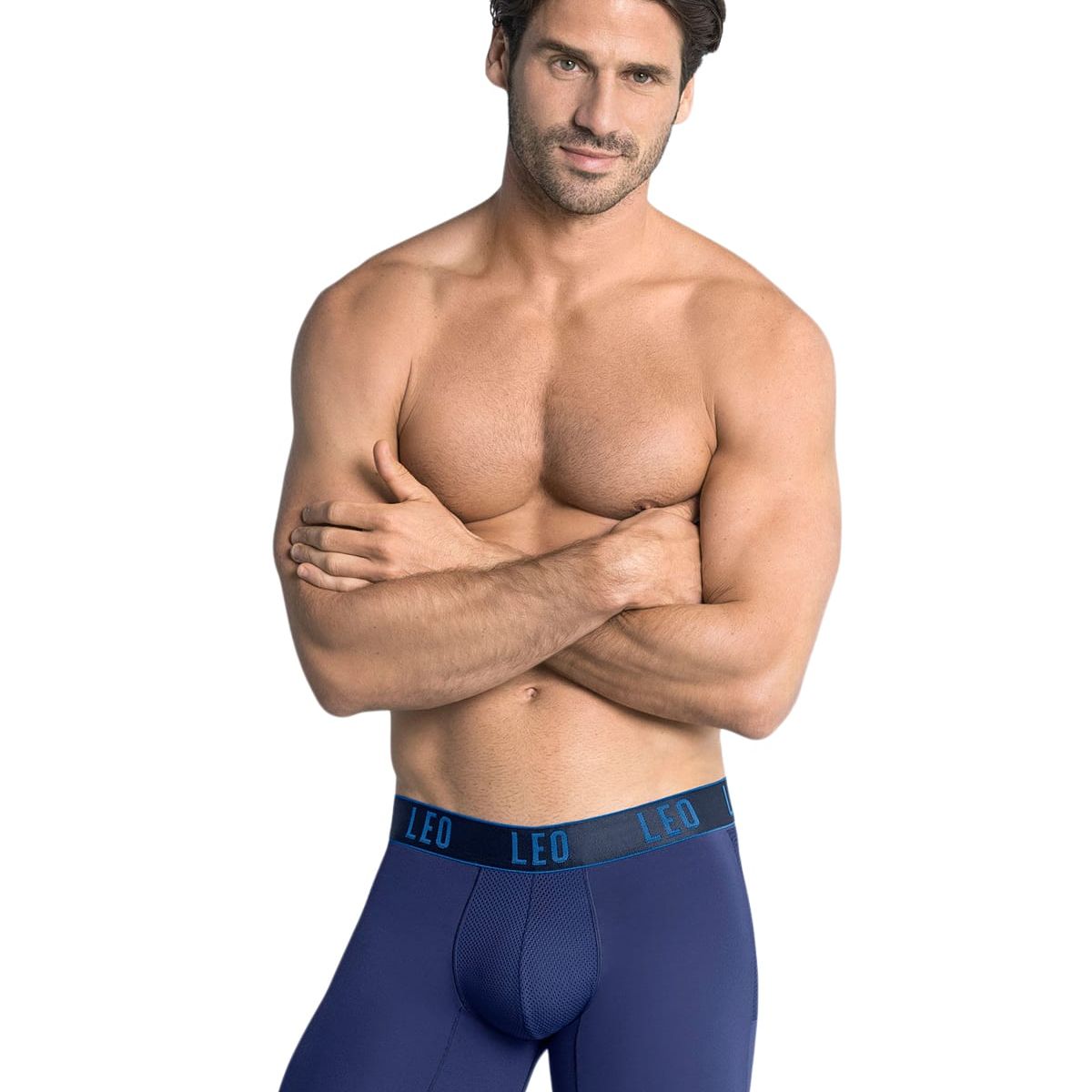 LEO - Ropa Interior Masculina 033309 Boxer Deportivo Azul