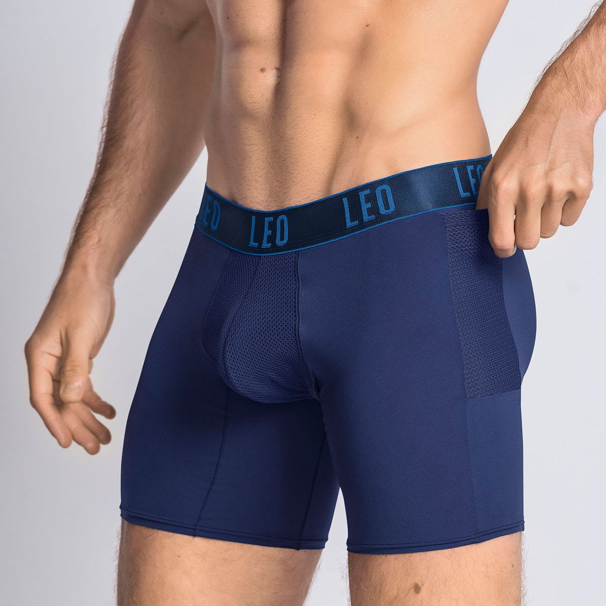 LEO - Ropa Interior Masculina 033309 Boxer Deportivo Azul