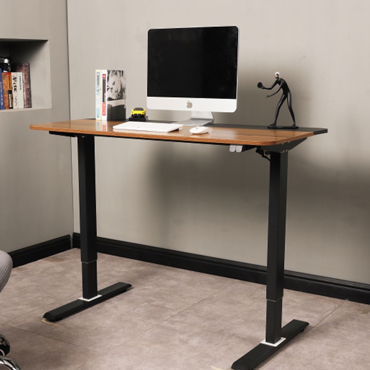 AGUILA - Escritorio Eléctrico Elevable Harmony Flow 120 cm - Nogal y Negro