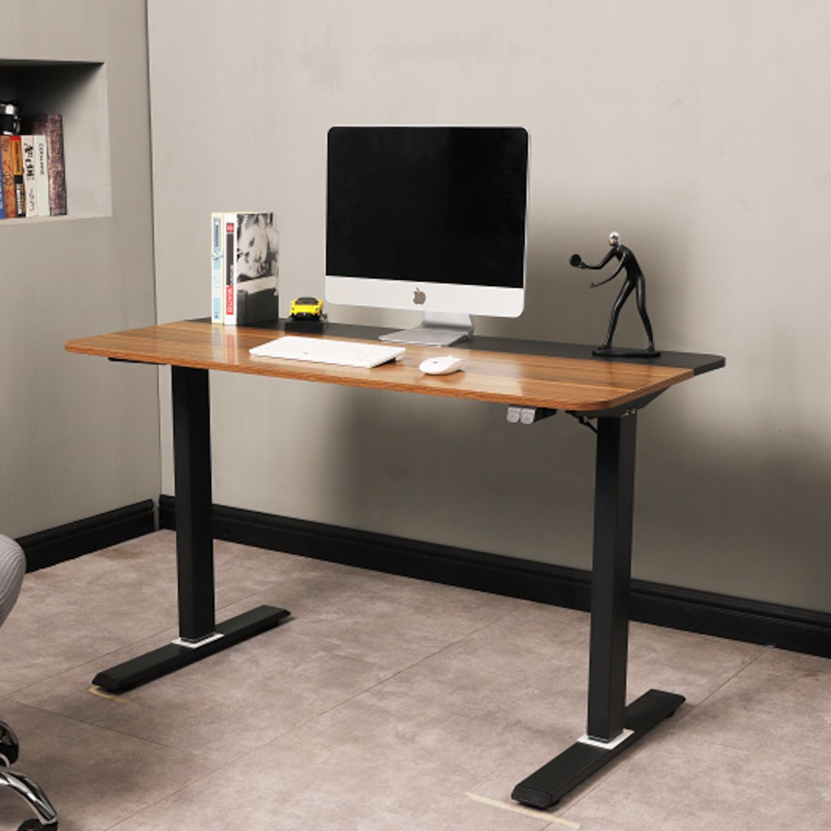 AGUILA - Escritorio Eléctrico Elevable Harmony Flow 120 cm - Nogal y Negro