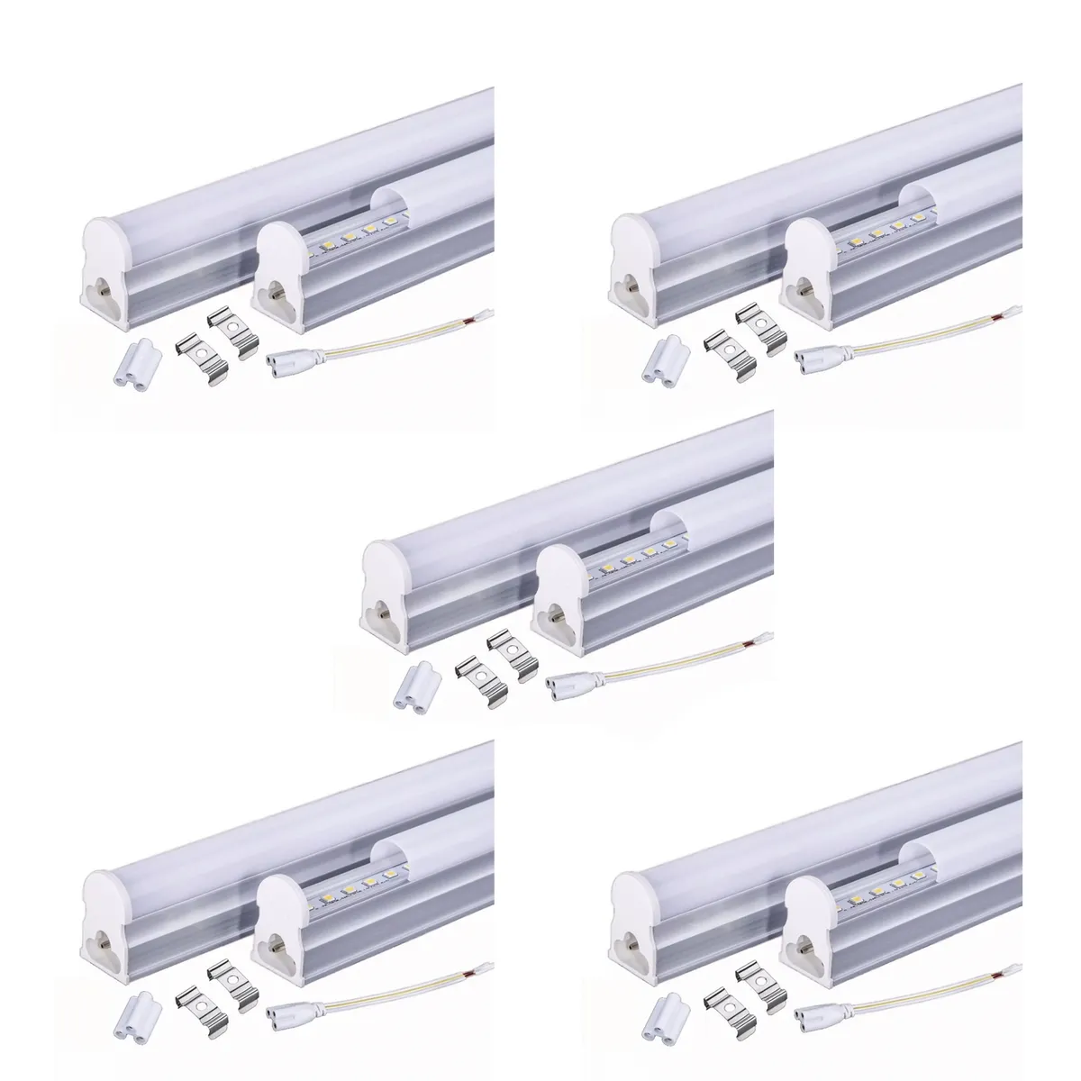 HB LEDS - Pack 5 Tubos LED T5 Con Base 5W 30cm Cálido