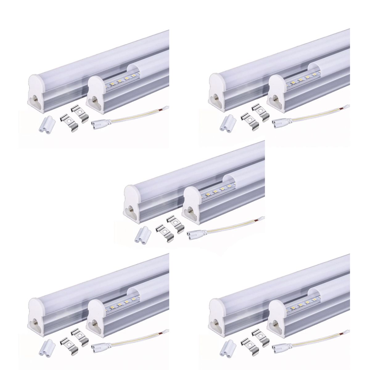 HB LEDS - Pack 5 Tubos LED T5 Con Base 5W 30cm Cálido