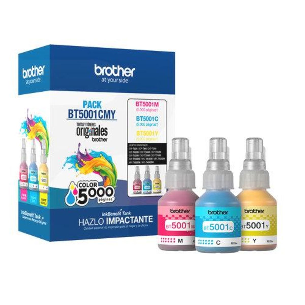 BROTHER - Pack de Tintas Originales Brother BT5001 Cian Magenta Yellow