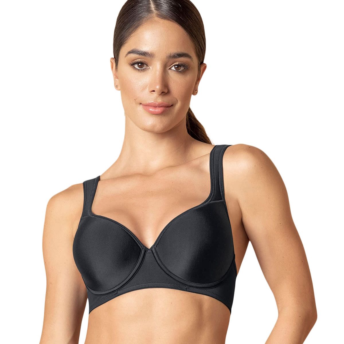 LEONISA - Sostén de buen cubrimiento con breteles acolchados 71327 Negro