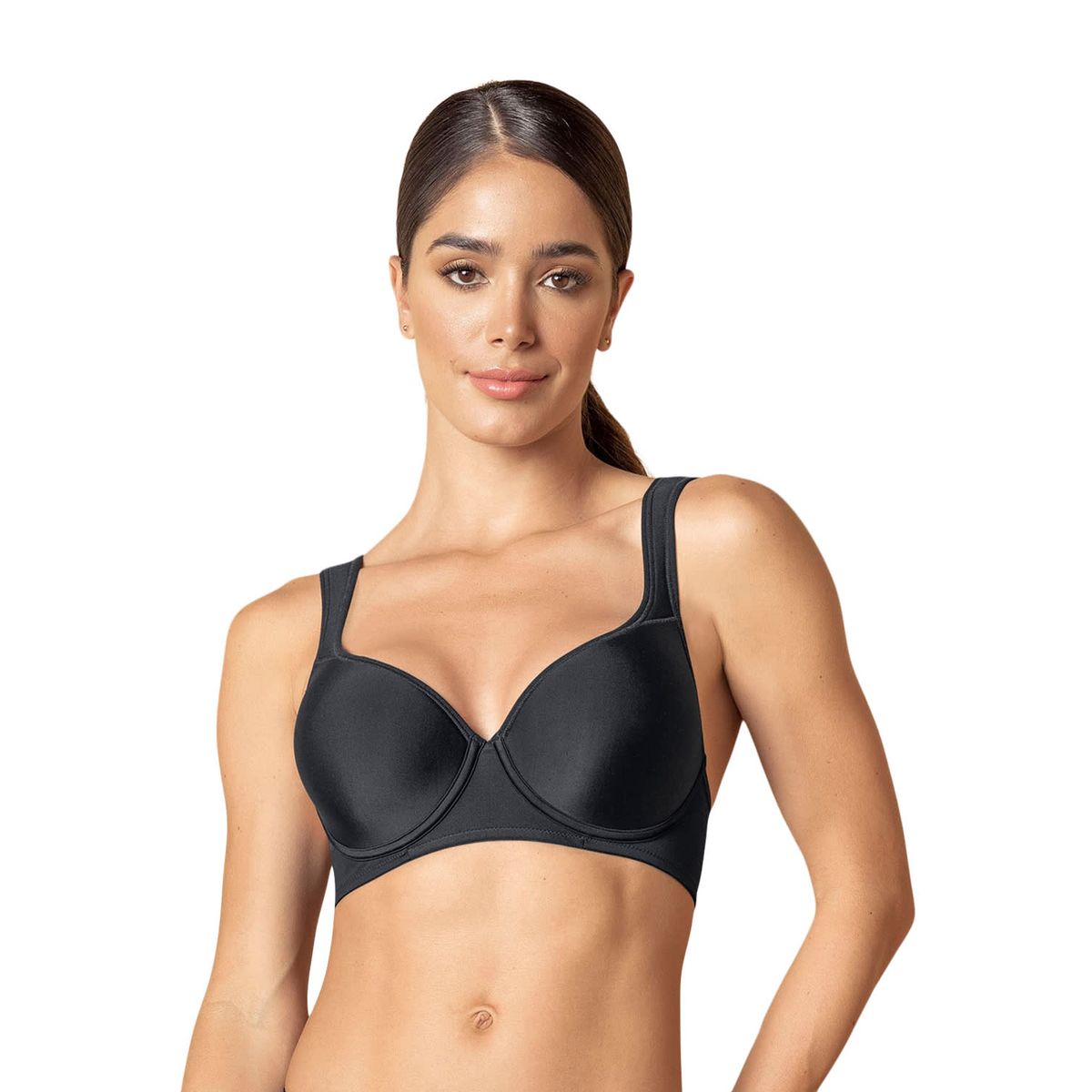 LEONISA - Sostén de buen cubrimiento con breteles acolchados 71327 Negro