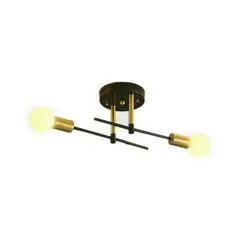 DANWEILE - Lámpara de techo LED moderna dos focos - Negro y Dorado