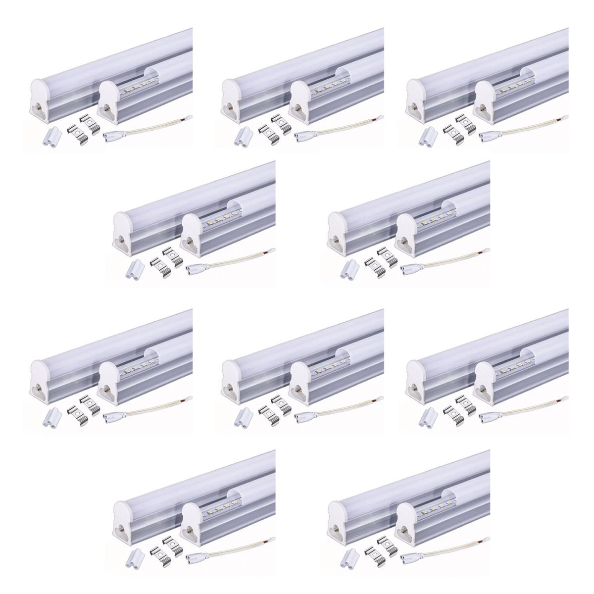 HB LEDS - Pack 10 Tubos LED T5 Con Base 18W 120cm Cálido