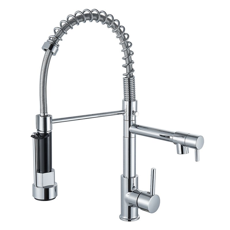 DANWEILE - Grifo llave lavaplatos monomando cocina extensible triple - Plata