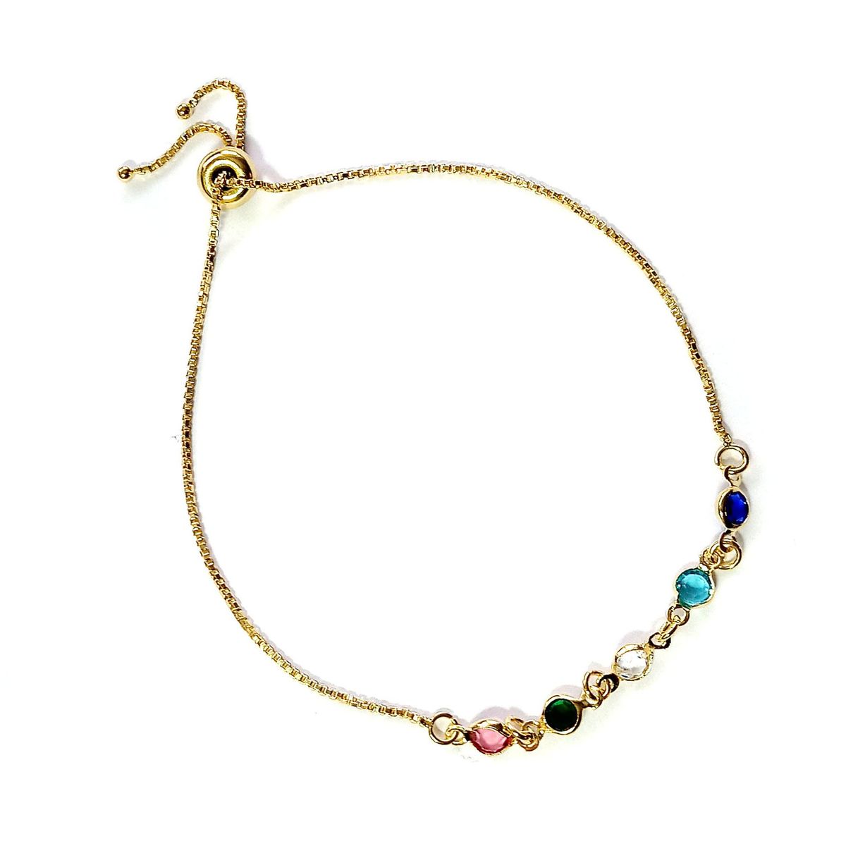 COGGIOLA - Pulsera 5 Circones Colores Enchapada Oro 18K Ajustable