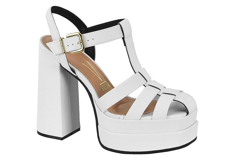Sandalia Taco Cuadrado Blanco