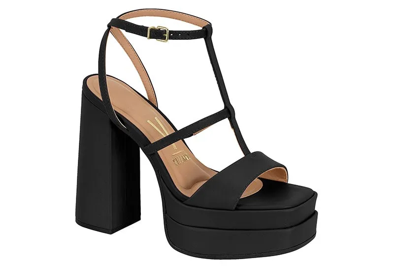 Sandalia Taco Cuadrado Negro