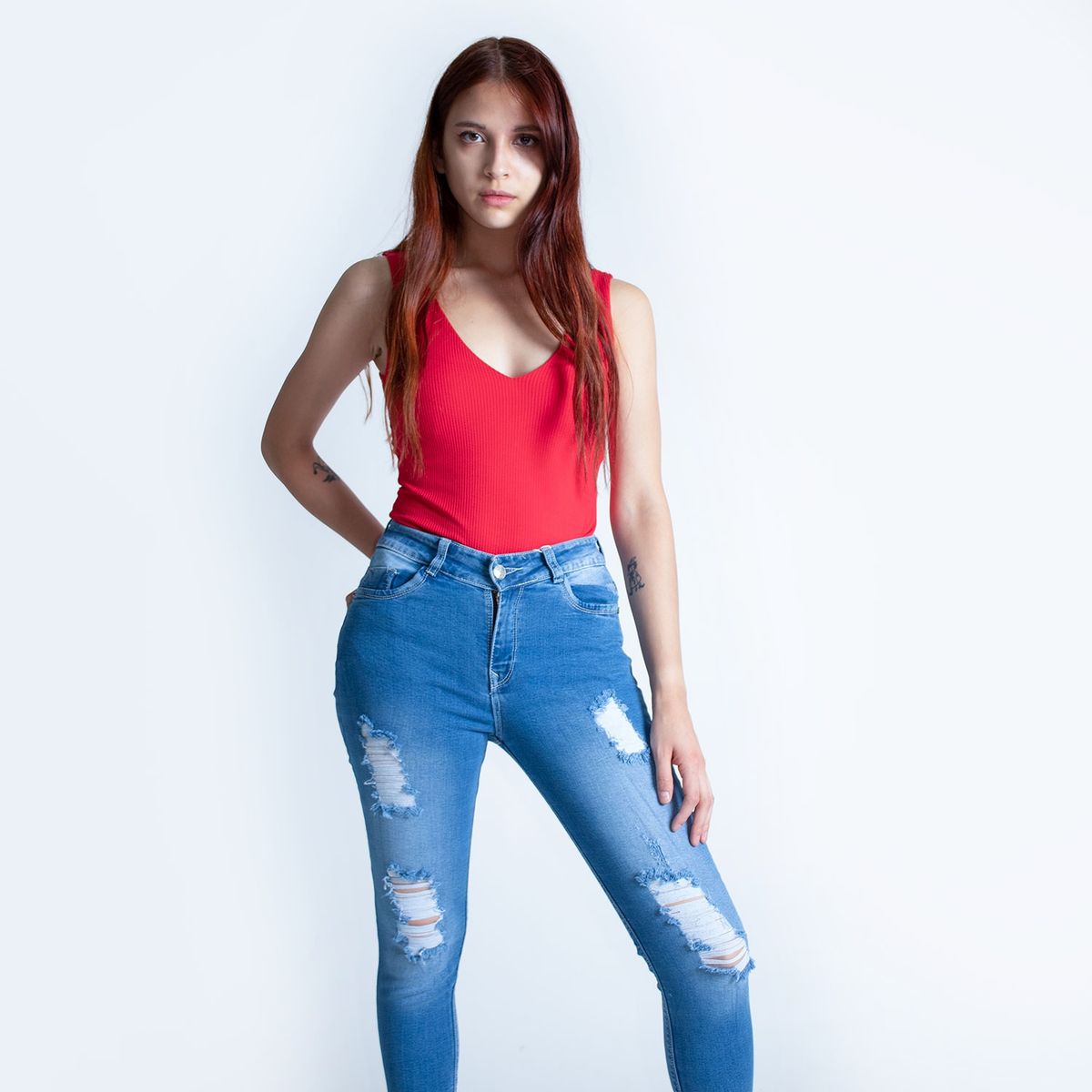 GENERICO - Jean Skinny Tiro Alto Mujer - Denim Lating