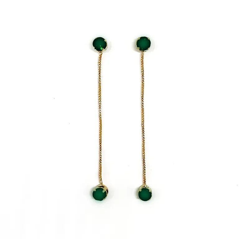 Aros Circones Verde Cadena Colgante Enchapado Oro 18K Dorado TALLA UNICA