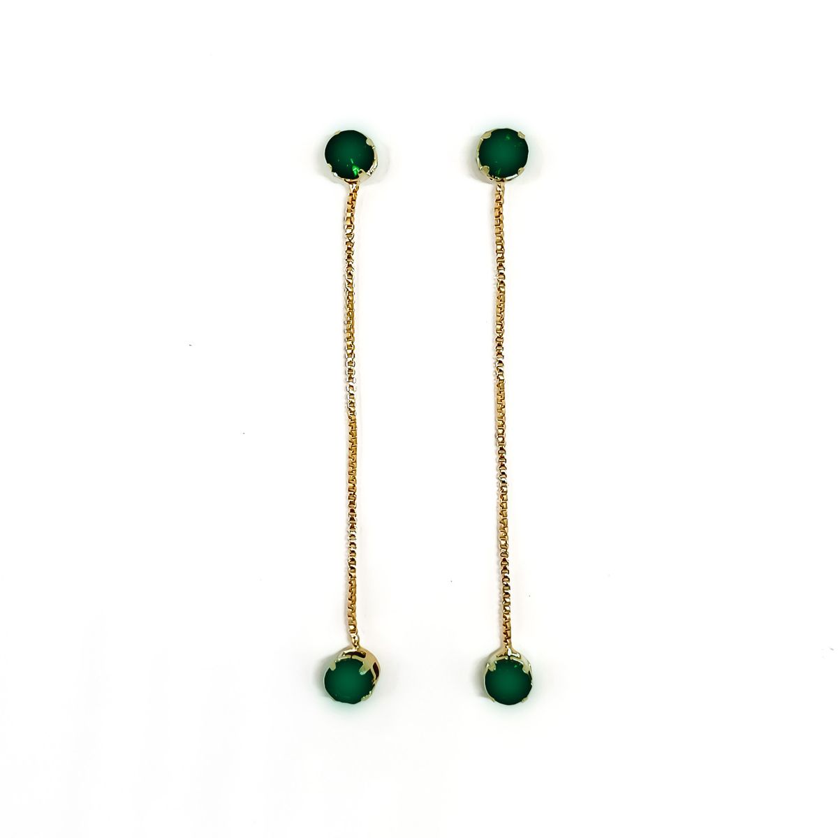 COGGIOLA - Aros Circones Verde Cadena Colgante Enchapado Oro 18K