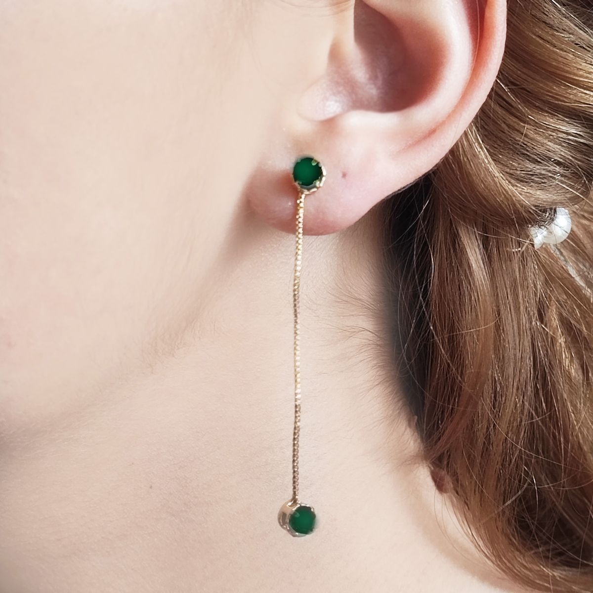 COGGIOLA - Aros Circones Verde Cadena Colgante Enchapado Oro 18K