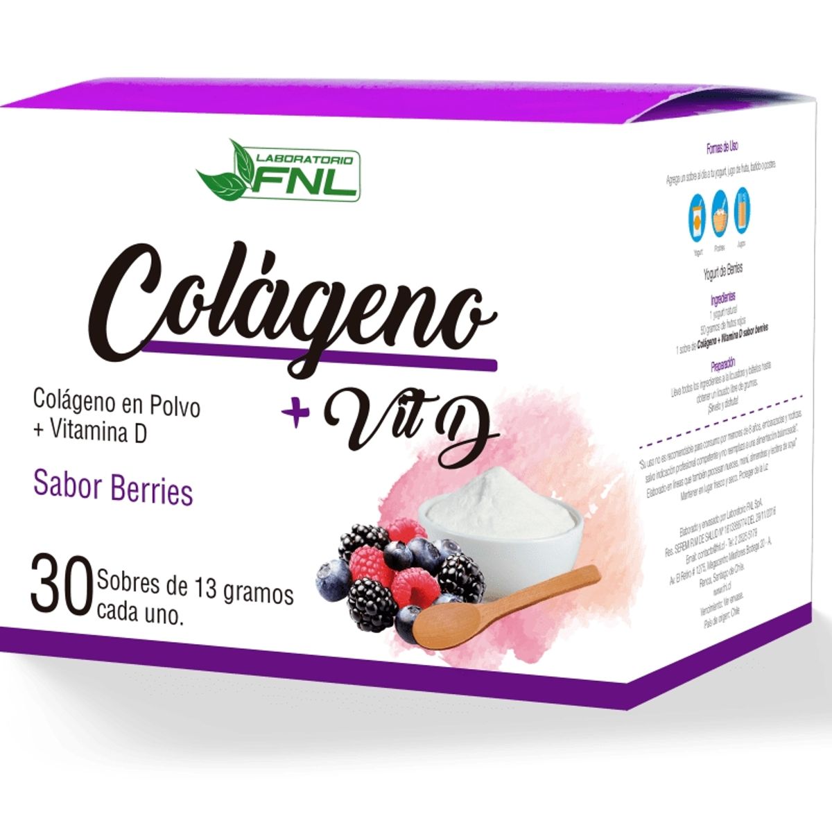 FNL - Colageno + Vitaminas C y D  Fnl 1 Caja 30 Sachets Berries