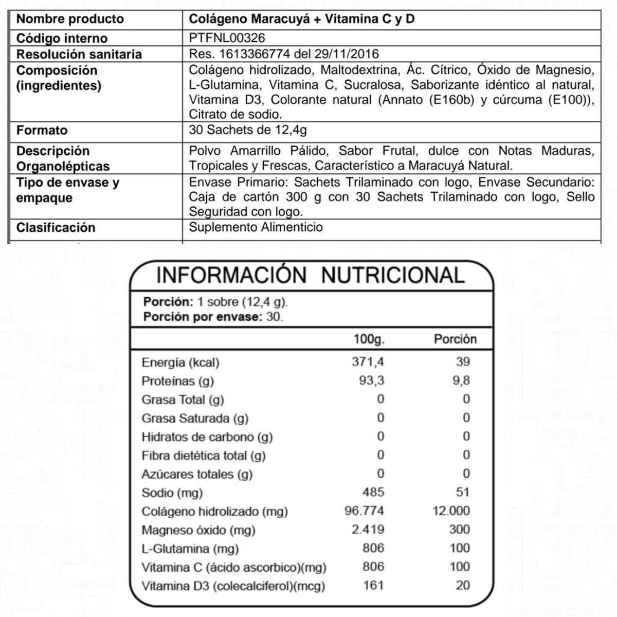FNL - Colageno + Vitaminas C y D  Fnl 1 Caja 30 Sachets Berries
