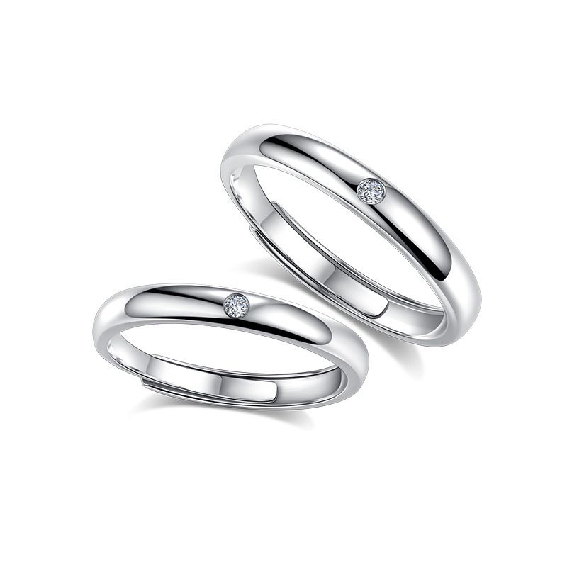 GENERICO - Anillos parejas ajustables amor ilusiones plata 925