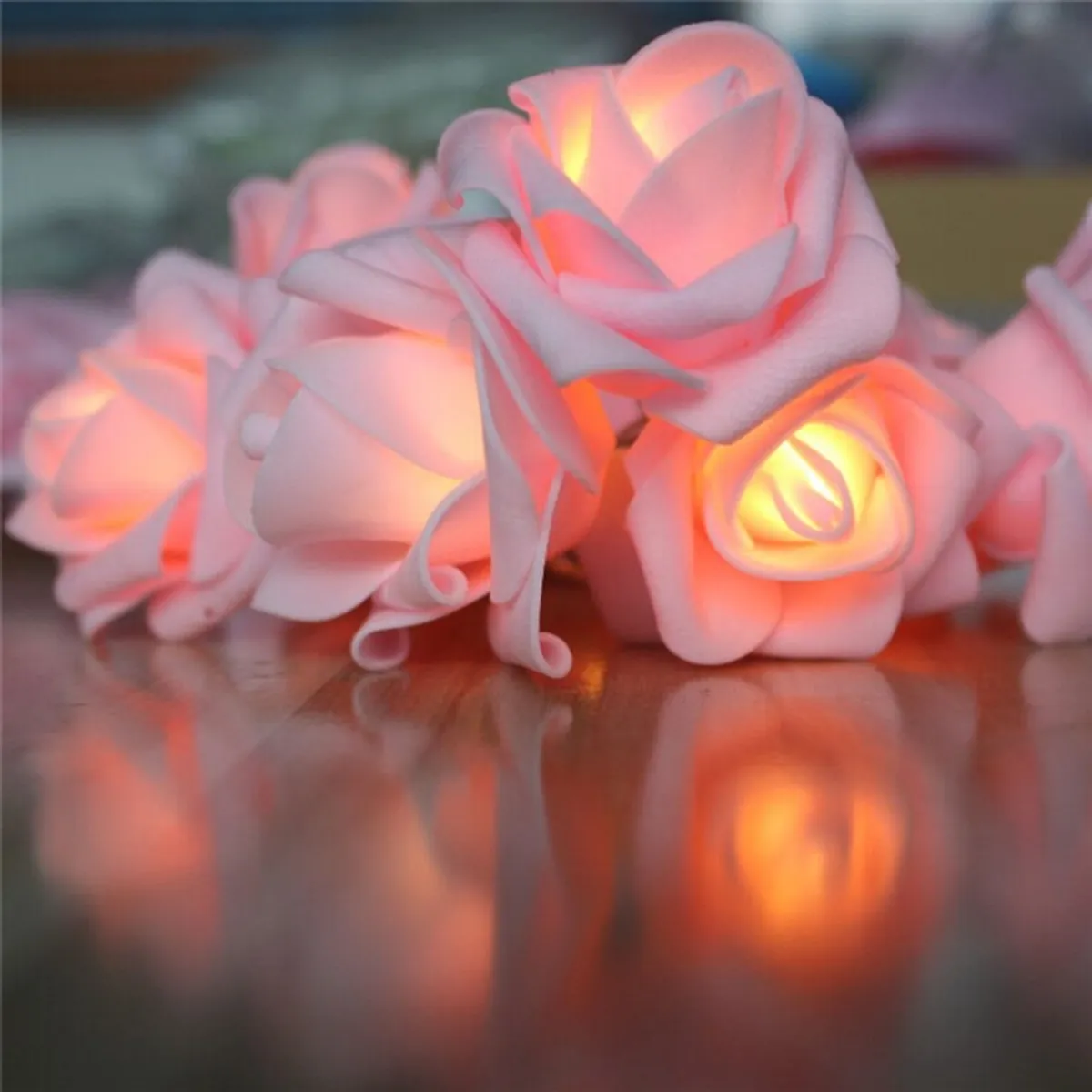 GENERICO - Rosas Flores Led Guirnalda Decorativa 2 Metros 10 Luces Rosadas