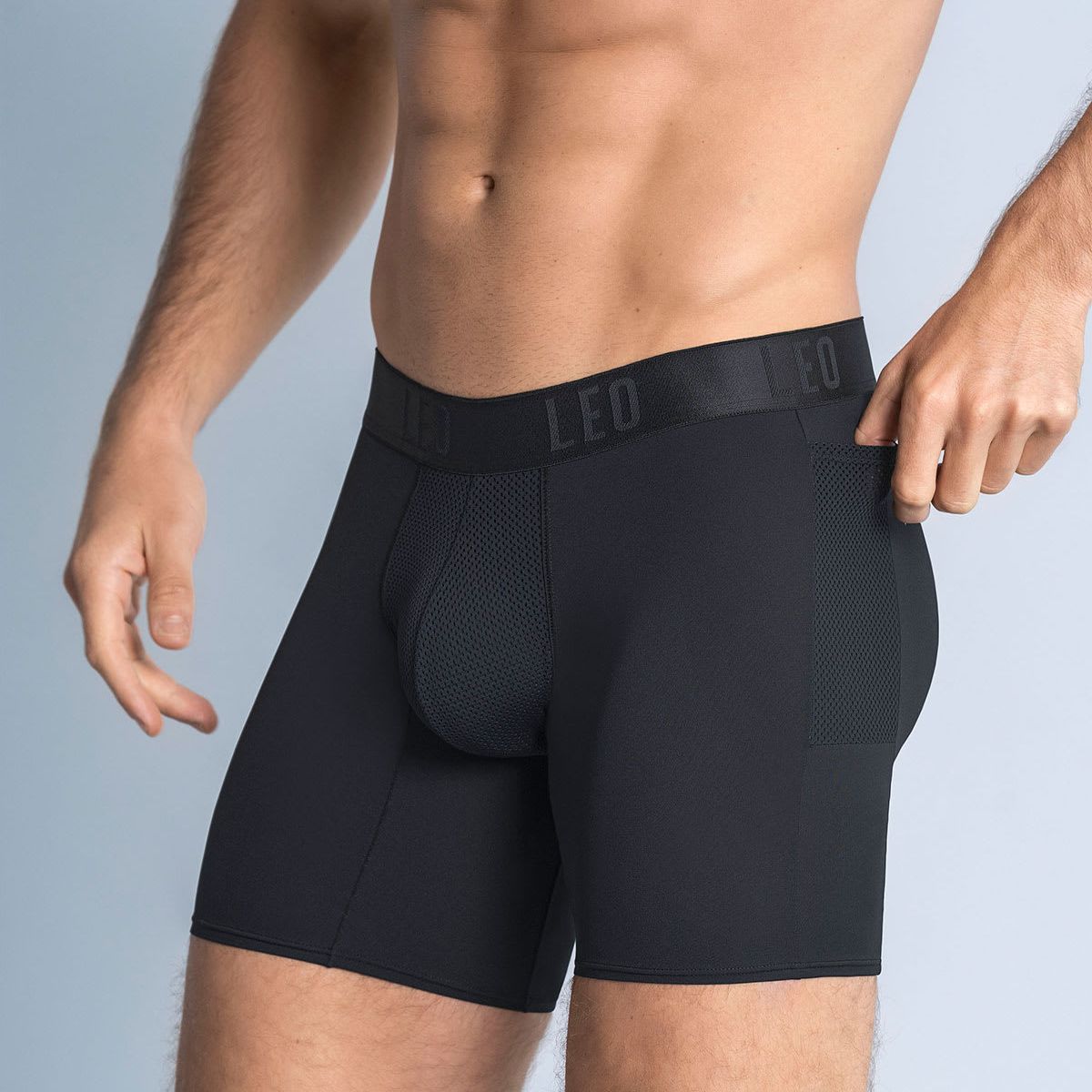 LEO - Ropa Interior Masculina 033309 Boxer Deportivo Negro