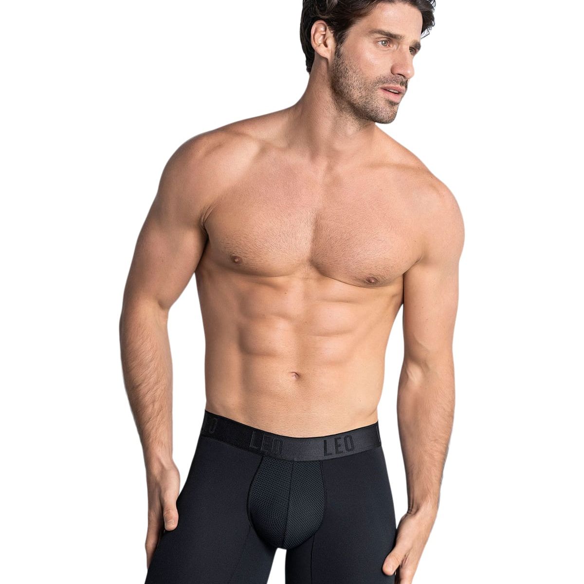 LEO - Ropa Interior Masculina 033309 Boxer Deportivo Negro