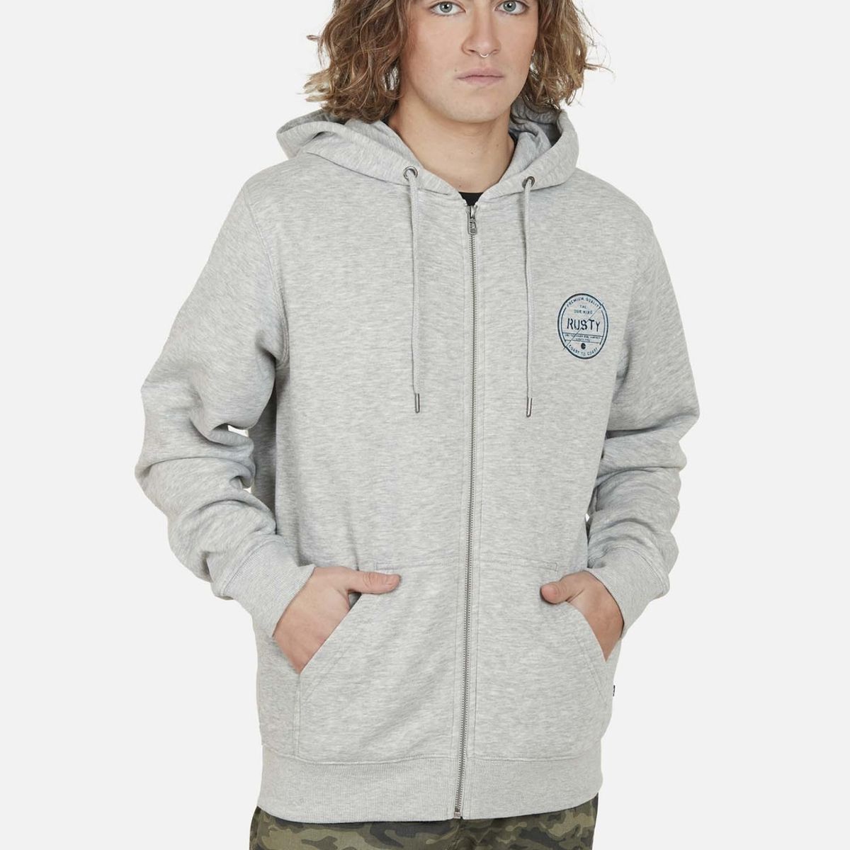 RUSTY - Poleron Brake Signal Full Zipper Hombre Gris Rusty RUSTY