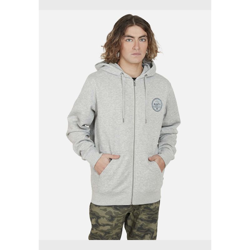 RUSTY - Poleron Brake Signal Full Zipper Hombre Gris Rusty RUSTY