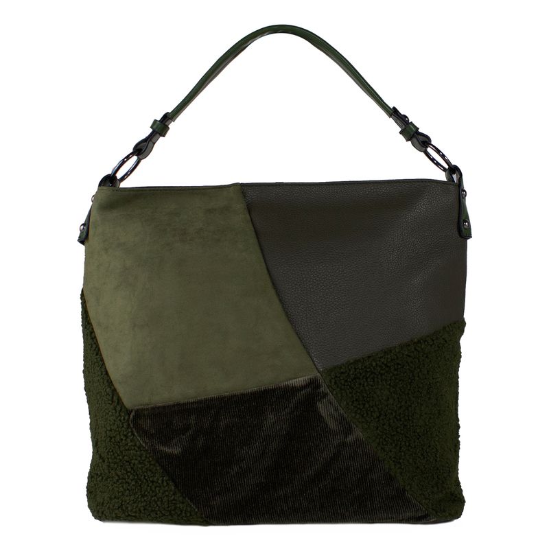 MAILEA - Cartera ecocuero bote patchwork para mujer verde