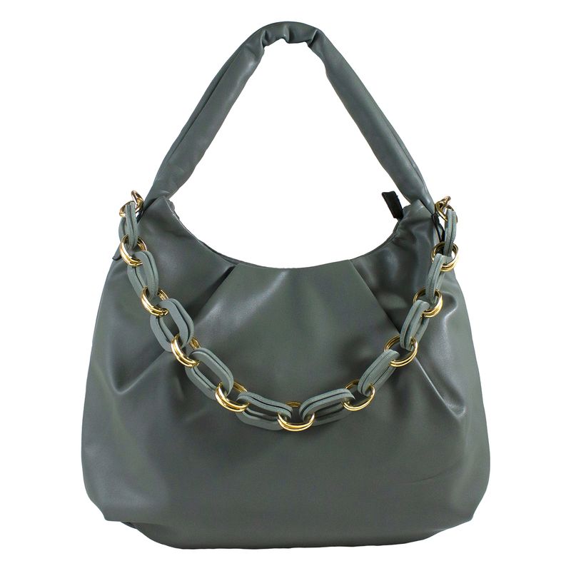 MAILEA - Cartera ecocuero cadena frontal para mujer verde