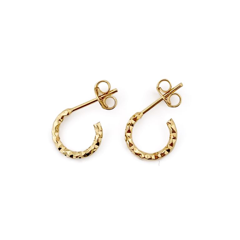 Aros Argollas Mini Diamantada 10mm Enchapado Oro 18K Dorado TALLA UNICA
