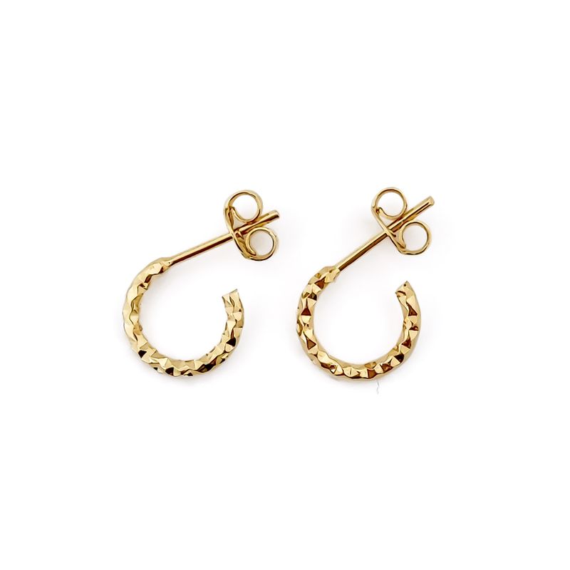 ANDREA COGGIOLA JOYAS - Aros Argollas Mini Diamantada 10mm Enchapado Oro 18K
