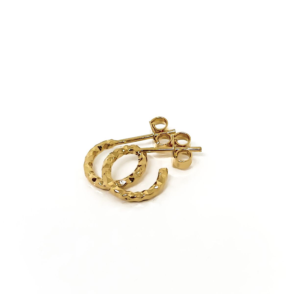 COGGIOLA - Aros Argollas Mini Diamantada 10mm Enchapado Oro 18K