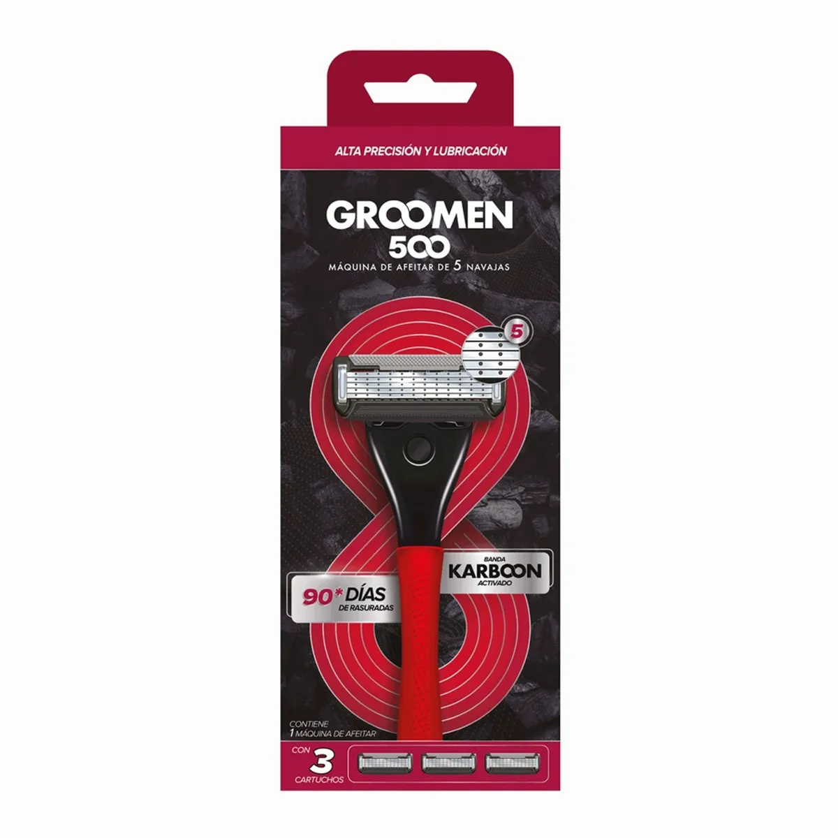 GROOMEN - Máquina De Afeitar Groomen 500+ 3 Cartuchos De 5 Navajas