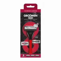 GROOMEN - Máquina De Afeitar 500+ 3 Cartuchos De 5 Navajas