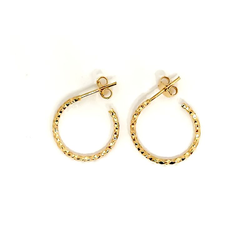 ANDREA COGGIOLA JOYAS - Aros Argollas Diamantada 18mm Enchapado Oro 18K