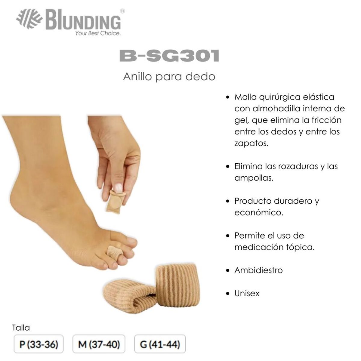 BLUNDING - Anillo protector para Dedo - Talla G - Blunding