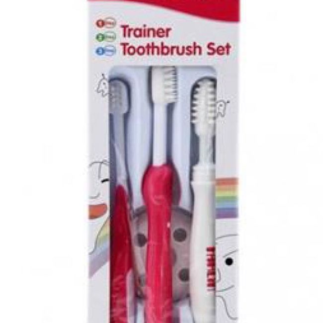 FARLIN - Set Cepillo de Dientes Bebés 3 Etapas Rosado