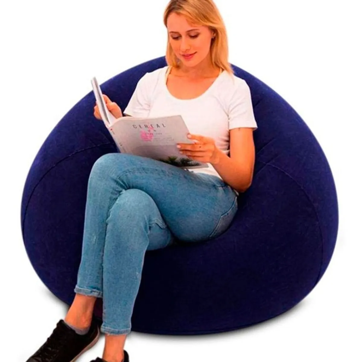GENERICO - Sillón Inflable Puff Tumbona Reposa Azul