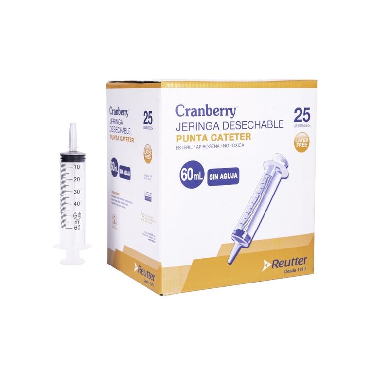 CRANBERRY - Jeringa de Alimentación 60ml Punta Catéter Cranberry Caja 25 Un