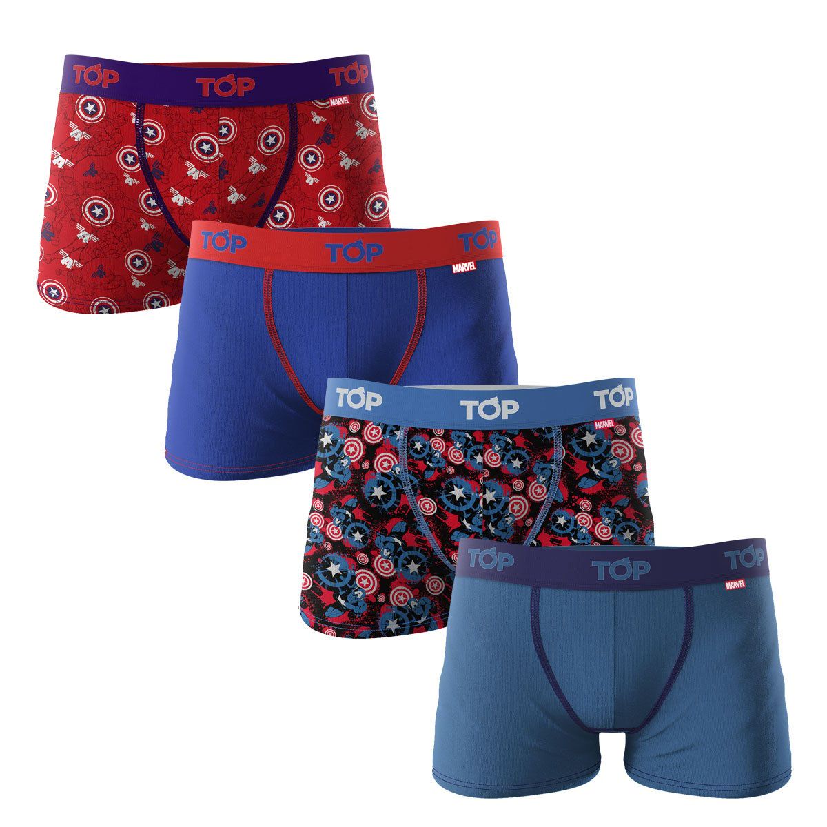TOP - Boxer Niño Algodón Marvel Pack 4 Capitan America C5 Top