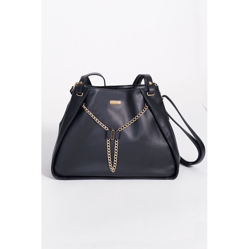 LIOLA - Cartera Negra Con Cadenas Frontales Liola