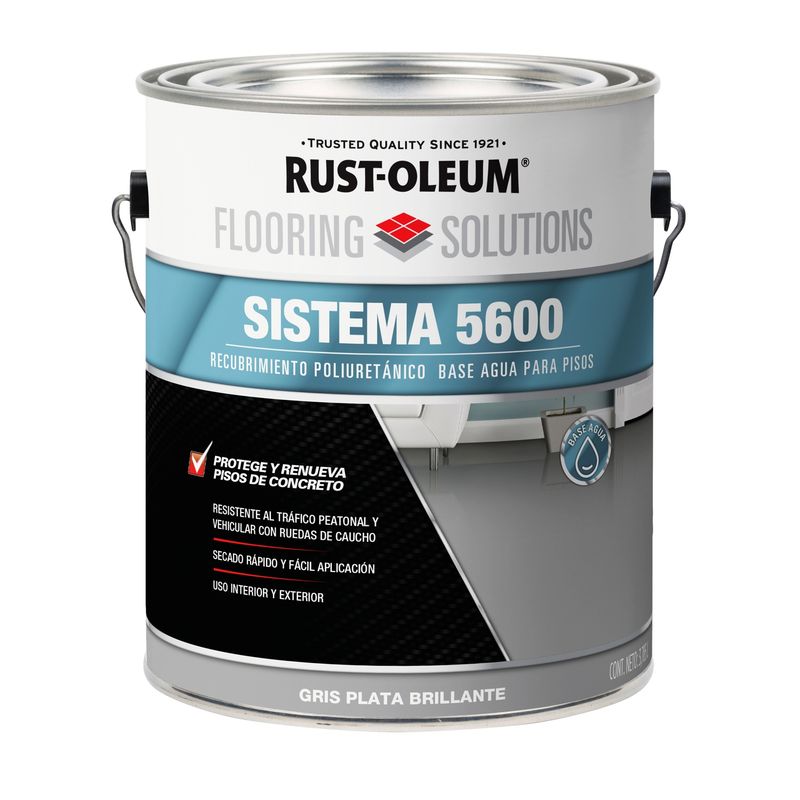 RUST OLEUM - Sistema 5600 Poliuretano para Pisos Base Agua Gris Plata
